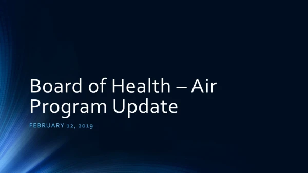 Board of Health – Air Program Update