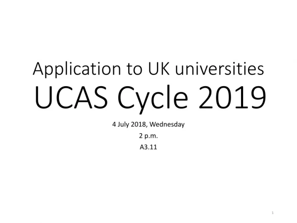 Application to UK universities UCAS Cycle 2019