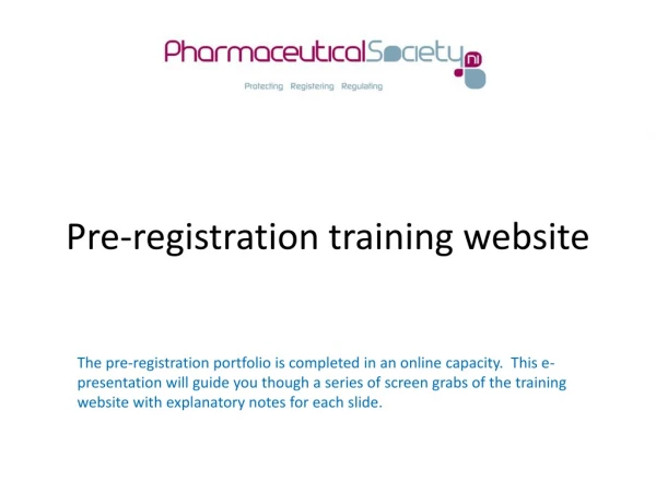 Pre-registration training website
