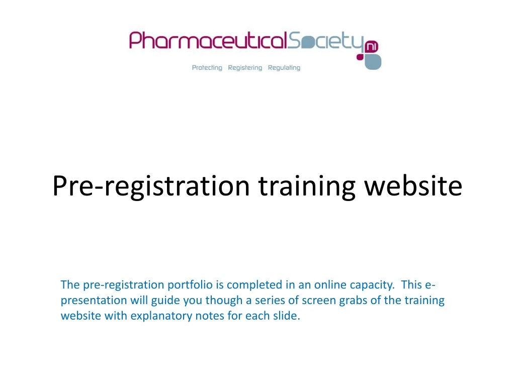 pre registration training website