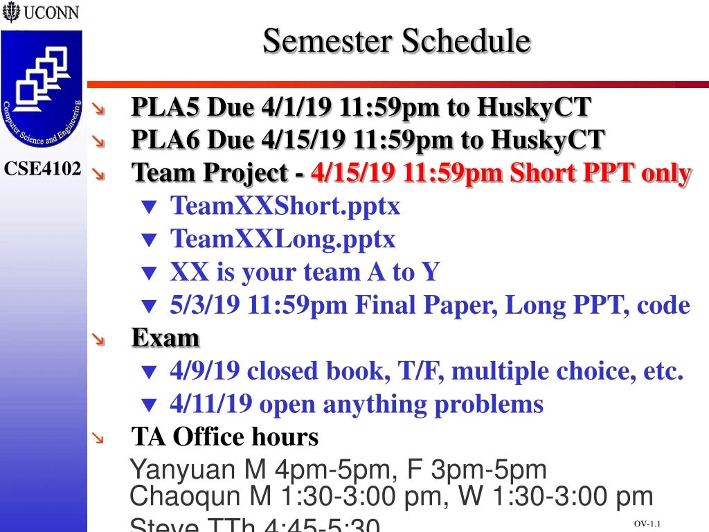 semester schedule