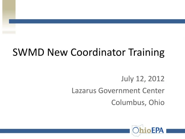 SWMD New Coordinator Training
