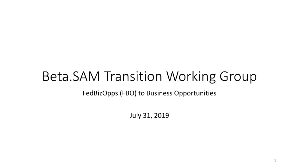 beta sam transition working group