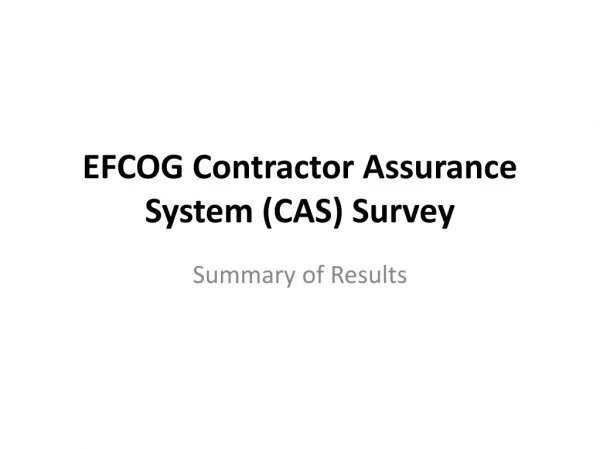 EFCOG Contractor Assurance System (CAS) Survey