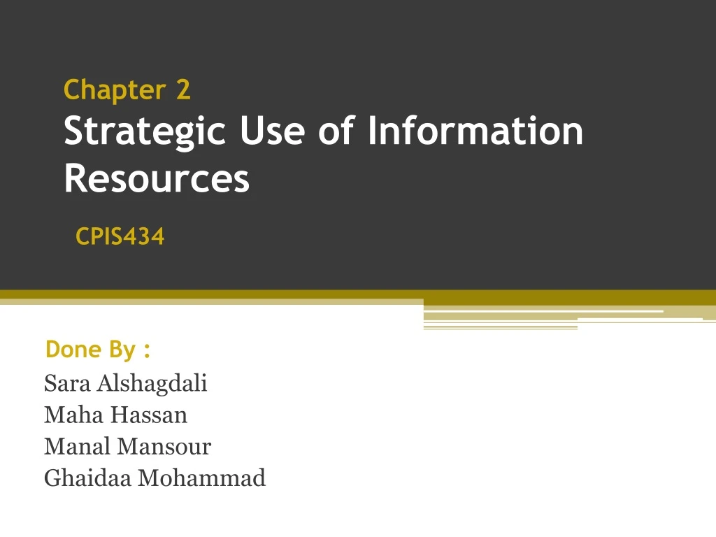 chapter 2 strategic use of information resources