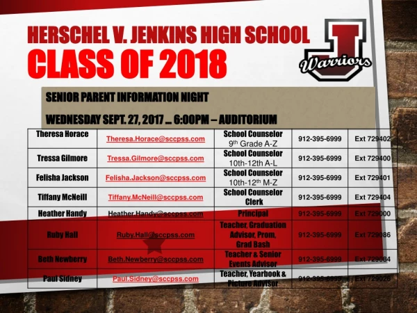 Herschel V. Jenkins High School Class of 2018
