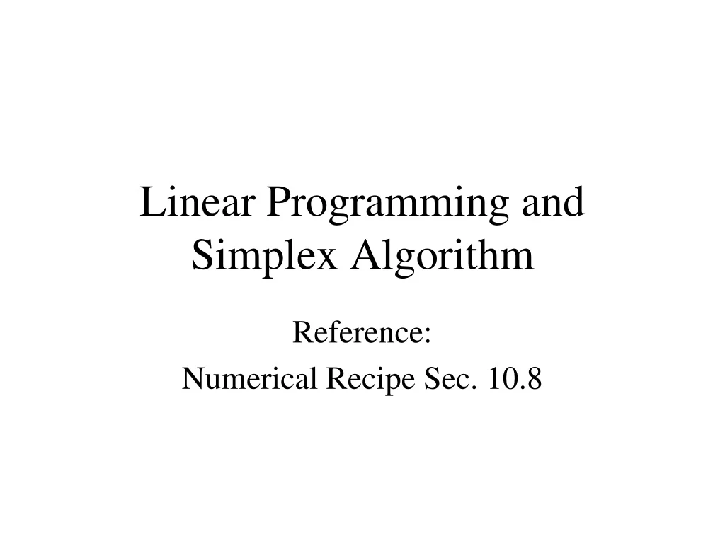 linear programming and simplex algorithm