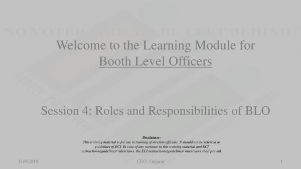 Welcome to the Learning Module for Booth Level Officers