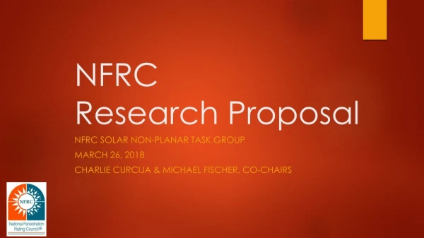 NFRC Research Proposal