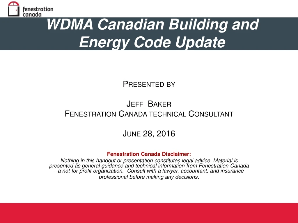 wdma canadian building and energy code update