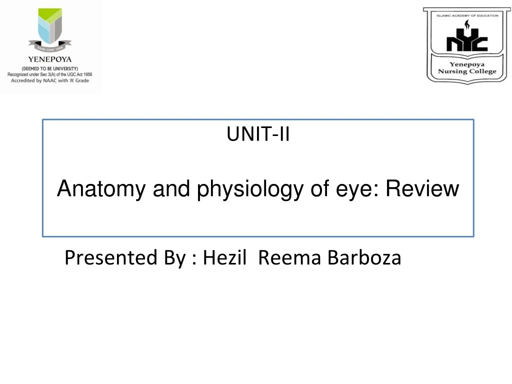 unit ii anatomy and physiology of eye review