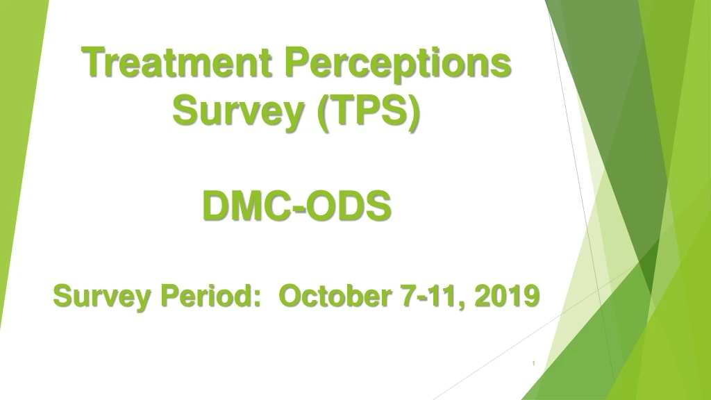 treatment perceptions survey tps dmc ods survey period october 7 11 2019