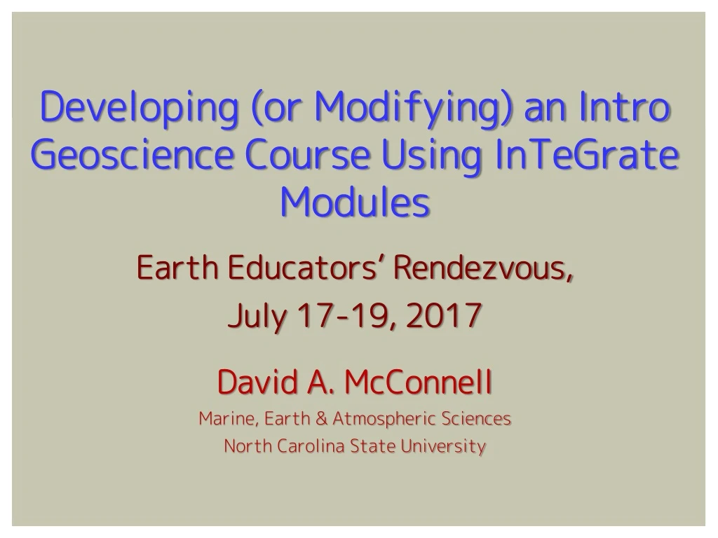 developing or modifying an intro geoscience