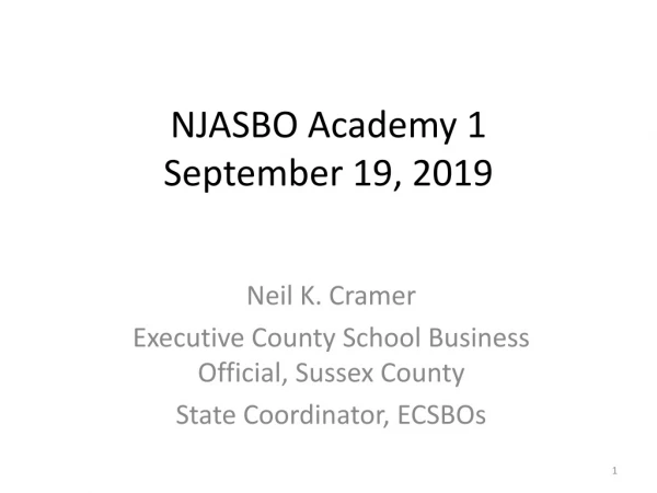 NJASBO Academy 1 September 19, 2019