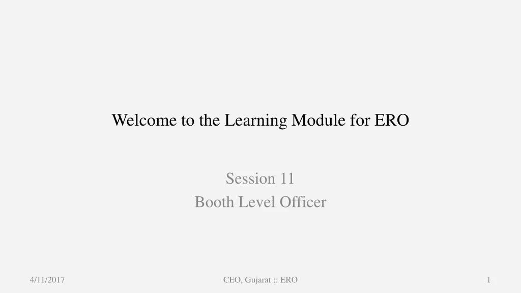 welcome to the learning module for ero