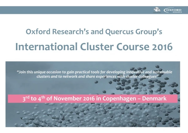Oxford Research’s and Quercus Group’s International Cluster Course 2016