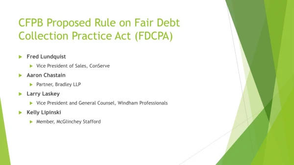 CFPB Proposed Rule on Fair Debt Collection Practice Act (FDCPA)