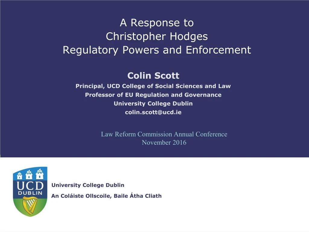 a response to christopher hodges regulatory powers and enforcement