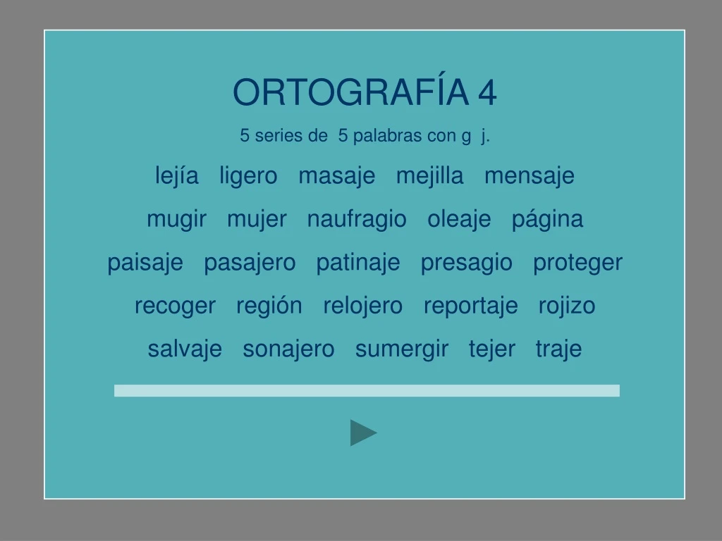 ortograf a 4 5 series de 5 palabras