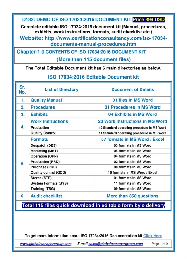d132 demo of iso 17034 2016 document kit price