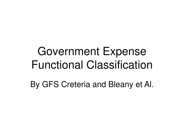 Government Expense Functional Classification