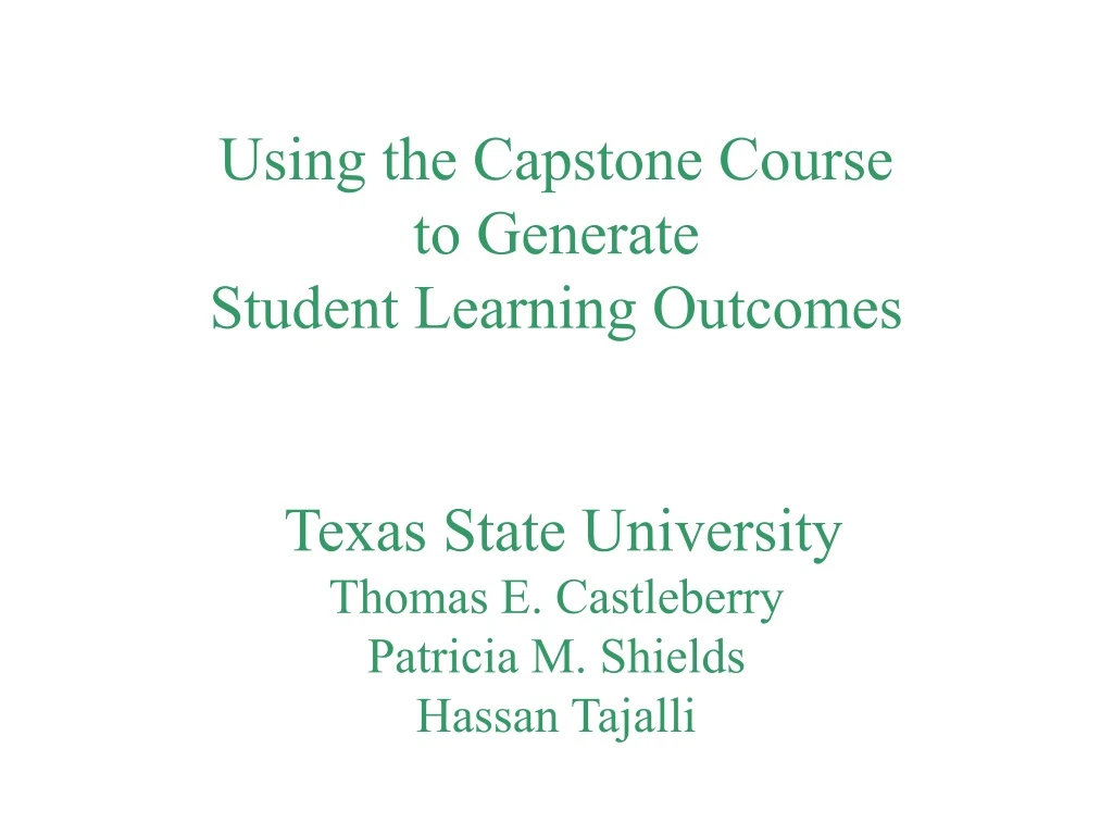 using the capstone course to generate student