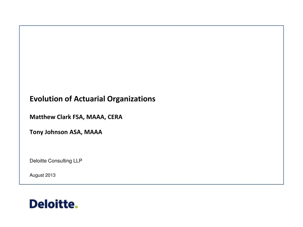 evolution of actuarial organizations
