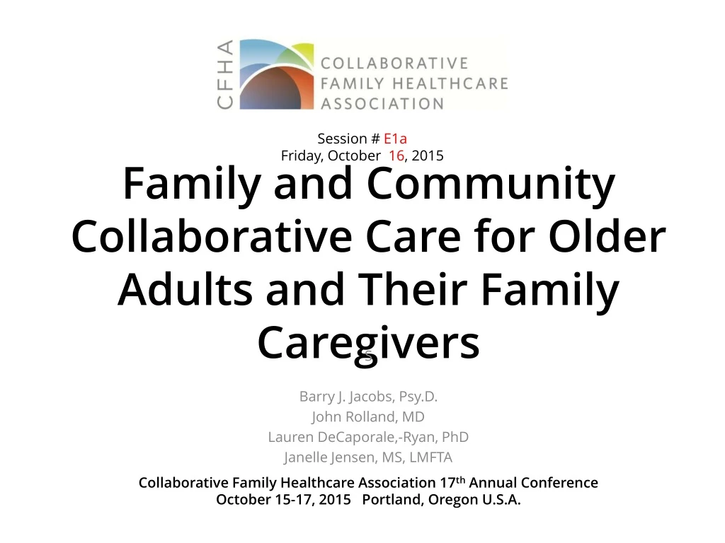 family and community collaborative care for older adults and their family caregivers