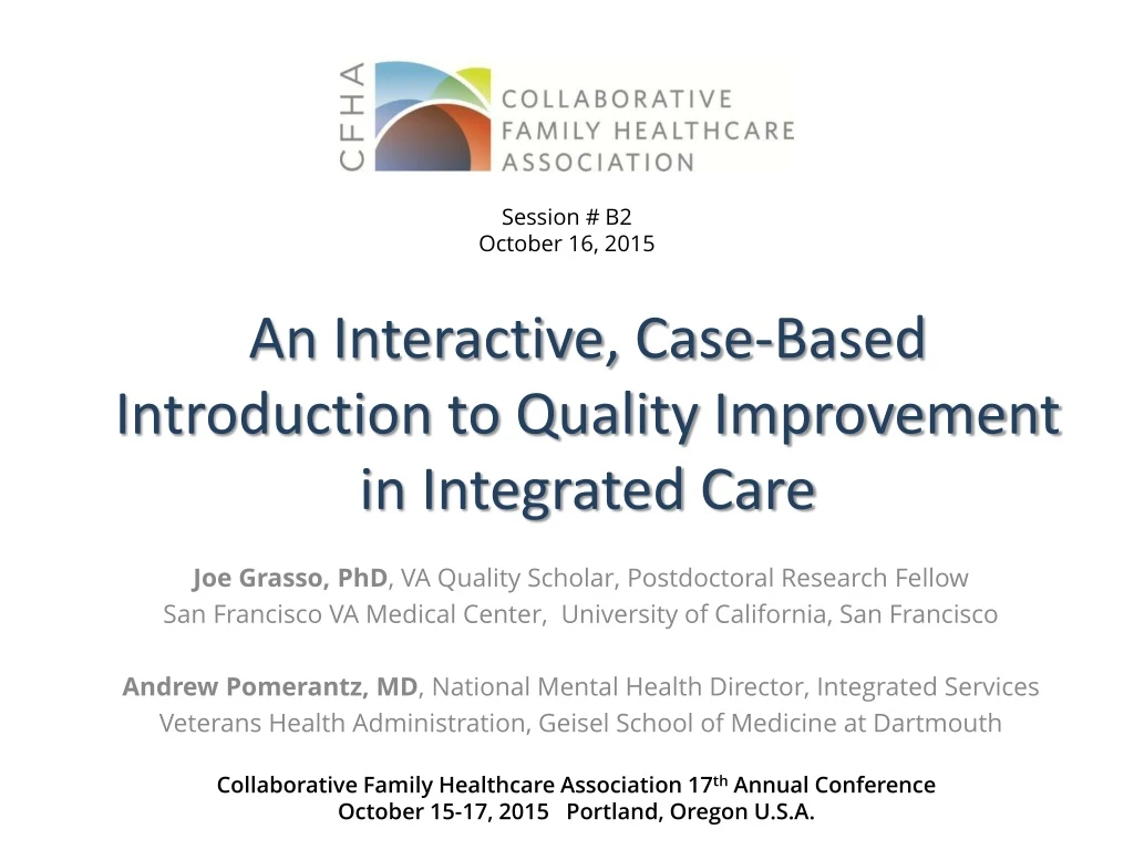 an interactive case based introduction to quality improvement in integrated care