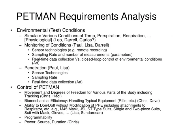 PETMAN Requirements Analysis