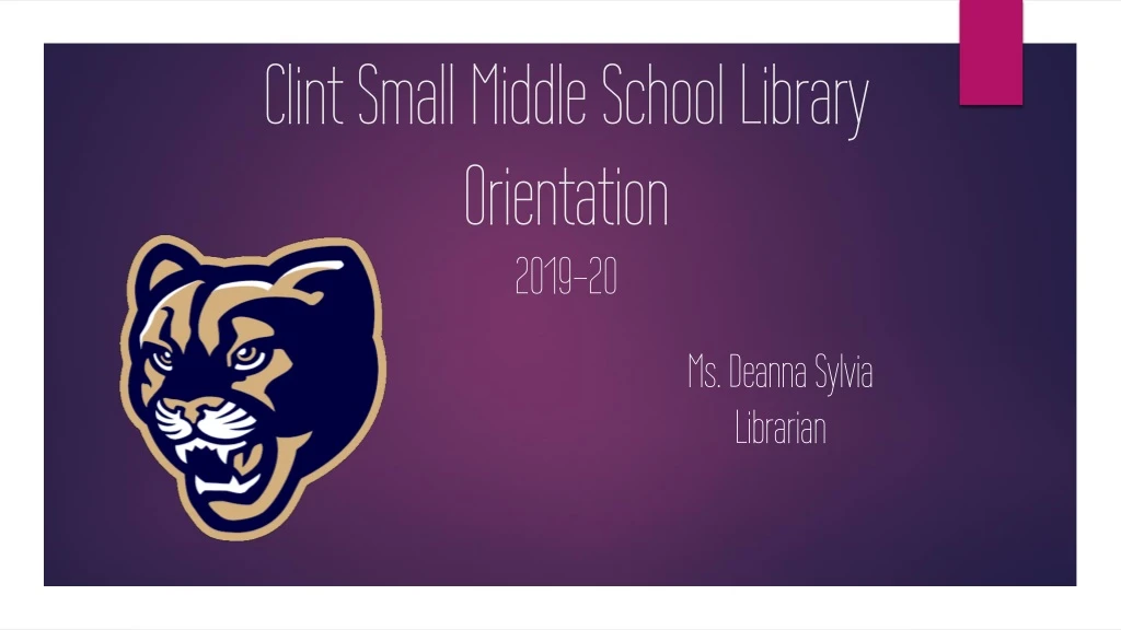 clint small middle school library orientation 2019 20