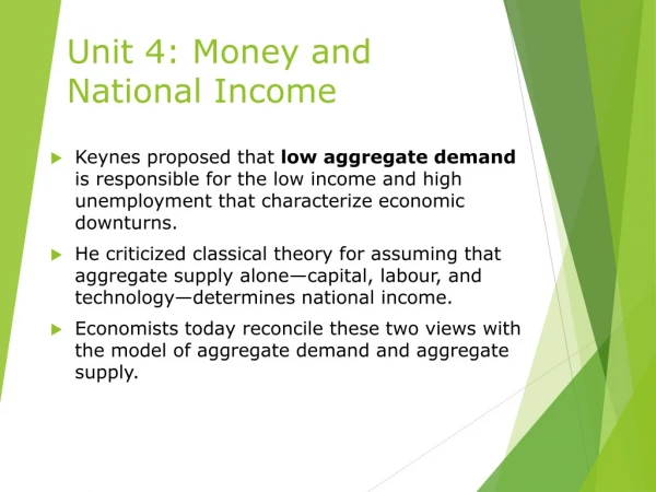 Unit 4: Money and National Income