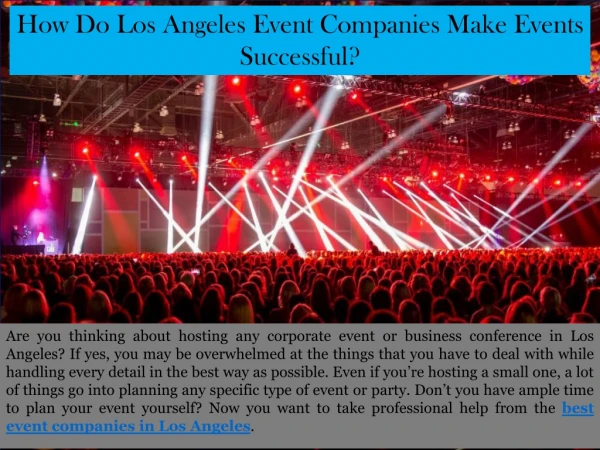 How Do Los Angeles Event Companies Make Events Successful