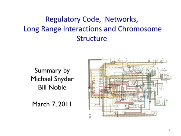 Regulatory Code, Networks, Long Range Interactions and Chromosome Structure