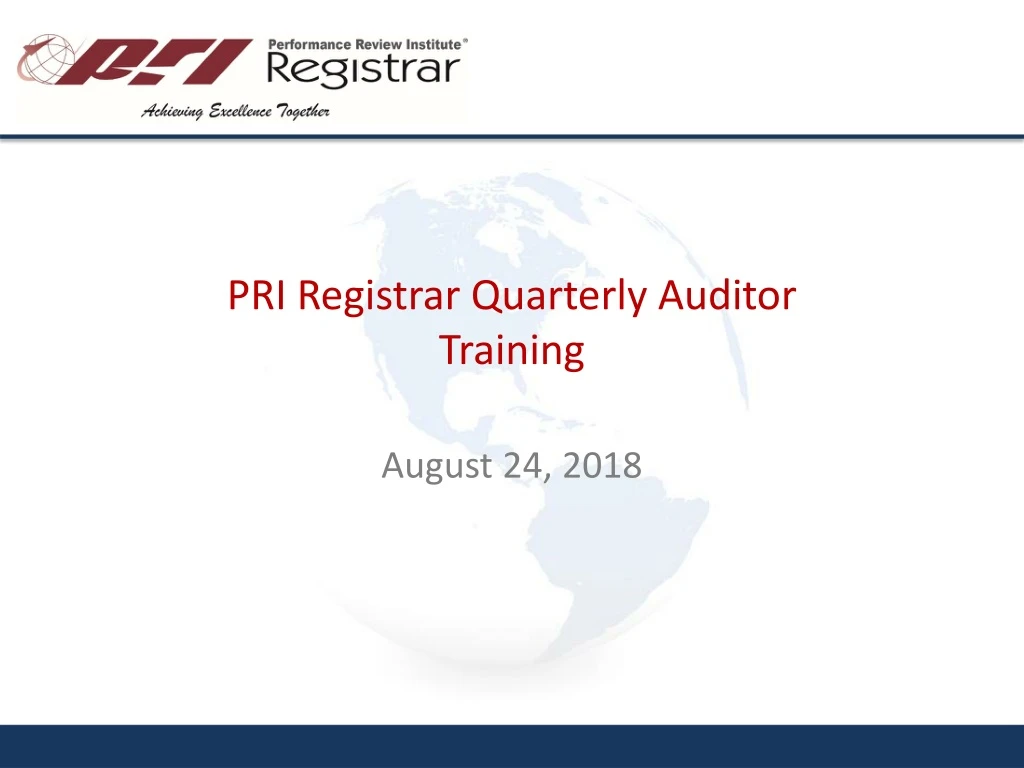 pri registrar quarterly auditor training