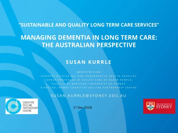 Susan Kurrle Geriatrician Hornsby Ku-ring-gai and Eurobodalla Health Services
