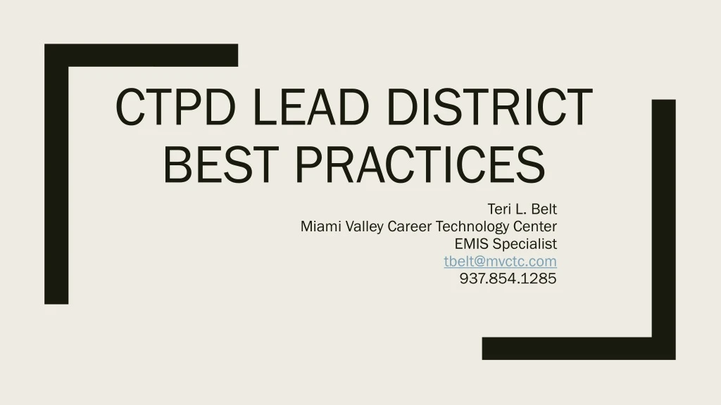 ctpd lead district best practices