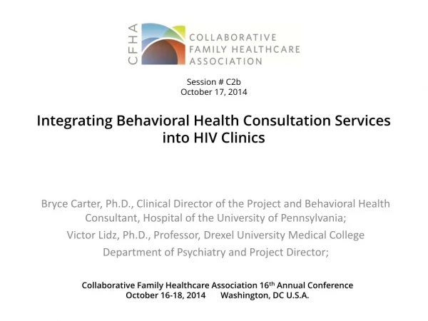 Integrating Behavioral Health Consultation Services into HIV Clinics