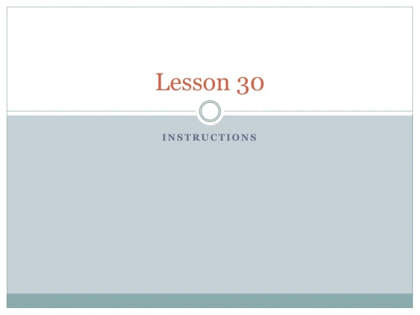 Lesson 30