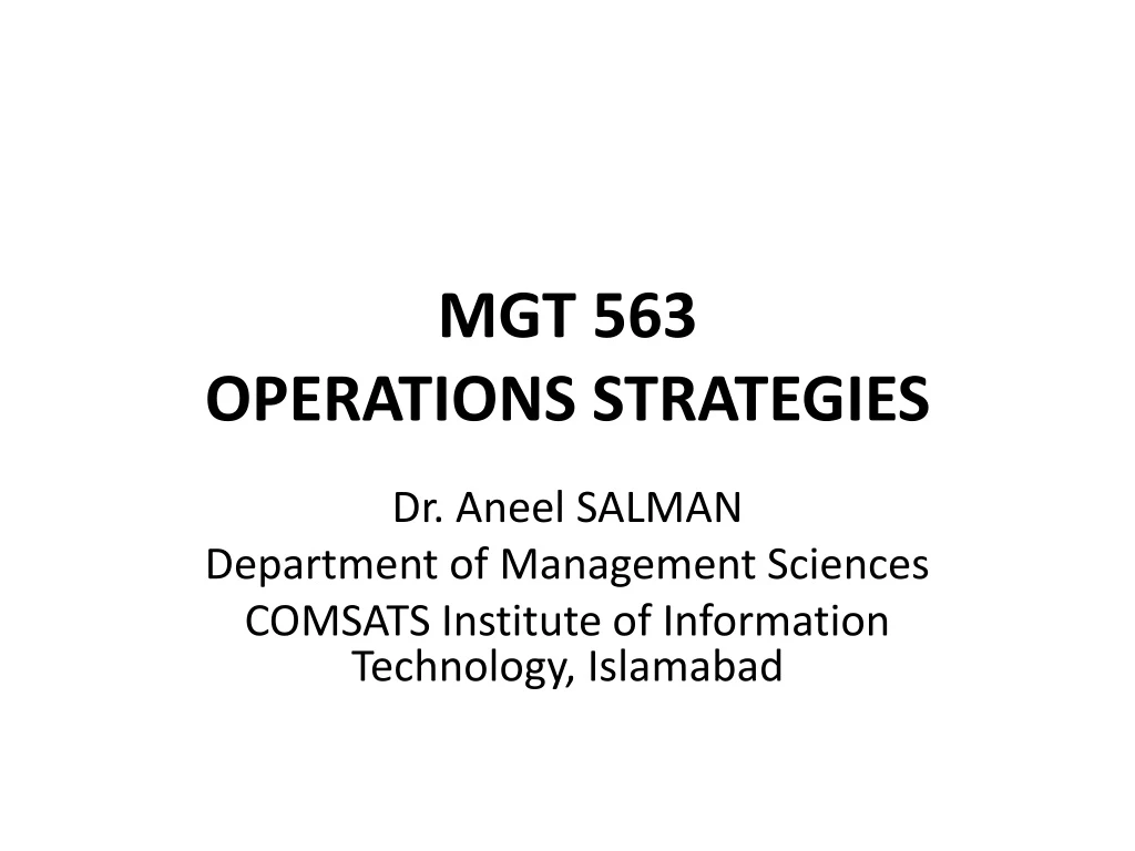 mgt 563 operations strategies