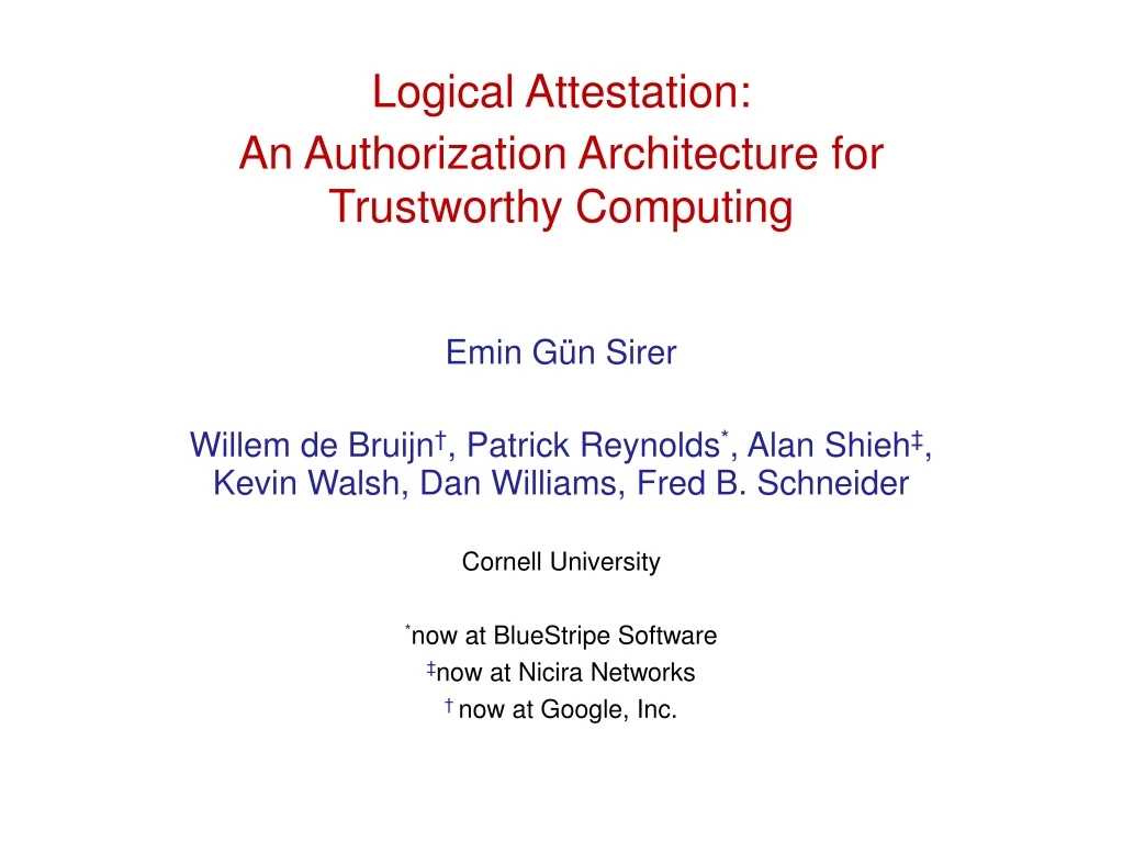 logical attestation an authorization architecture