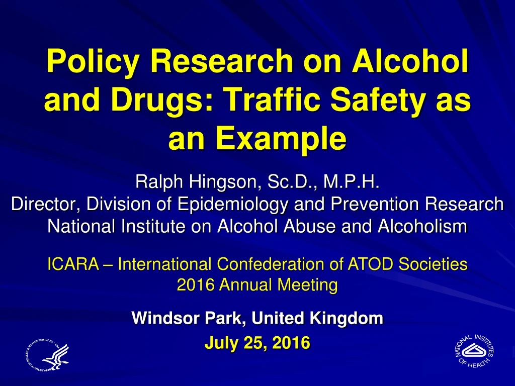 policy research on alcohol and drugs traffic safety as an example