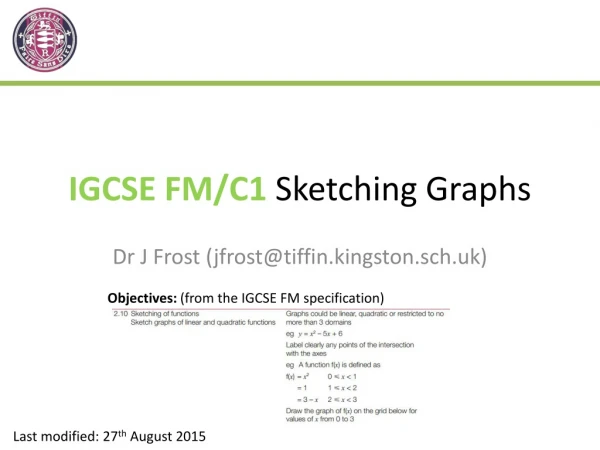 IGCSE FM/C1 Sketching Graphs