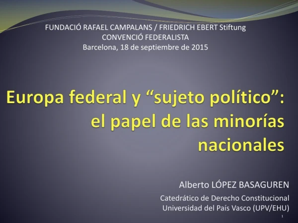 Europa federal y “sujeto político”: el papel de las minorías nacionales