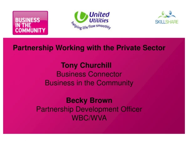 Partnership Working with the Private Sector Tony Churchill	 Business Connector