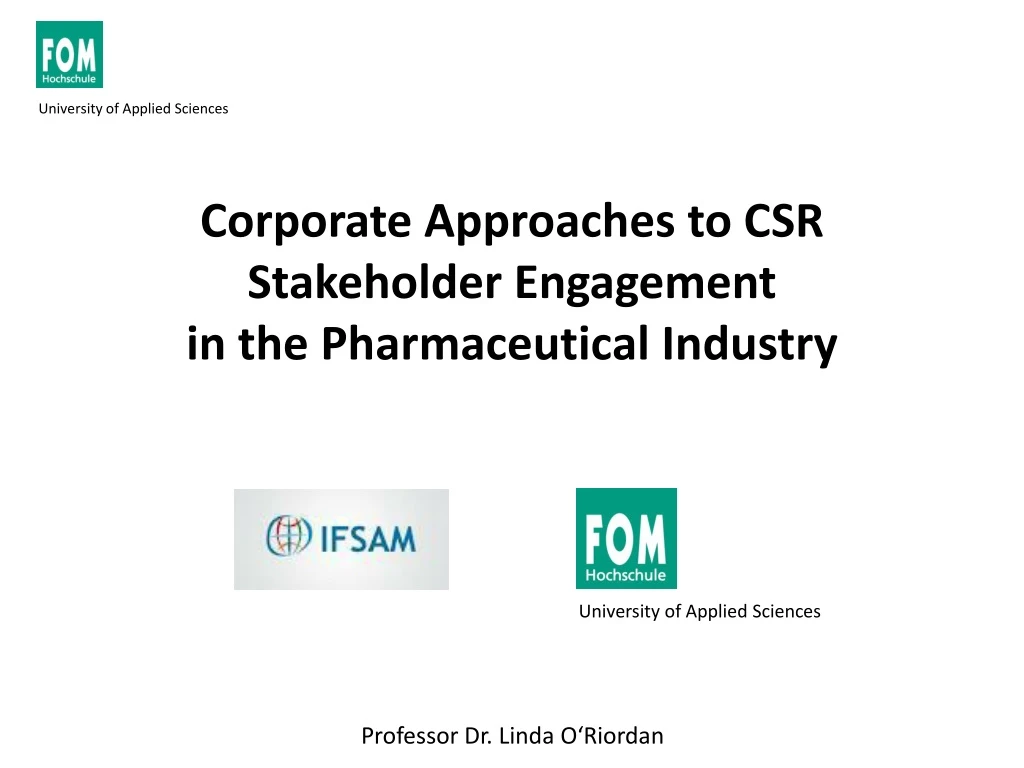 corporate approaches to csr stakeholder engagement in the pharmaceutical industry