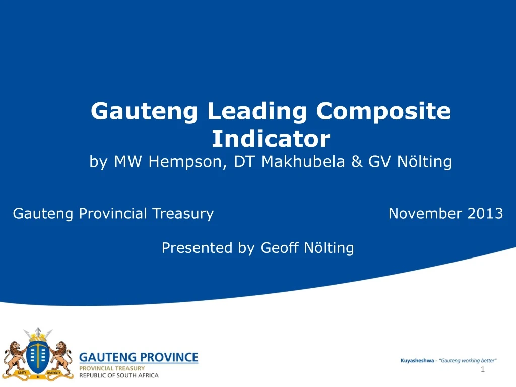 gauteng leading composite indicator b y mw hempson dt makhubela gv n lting