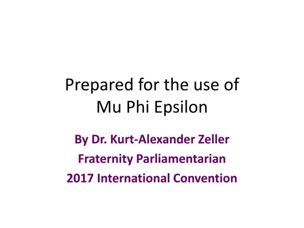 Prepared for the use of Mu Phi Epsilon
