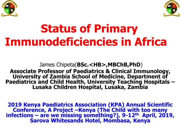 Status of Primary Immunodeficiencies in Africa