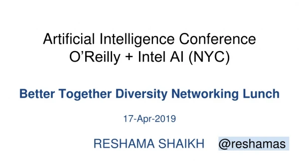 Artificial Intelligence Conference O’Reilly + Intel AI (NYC)